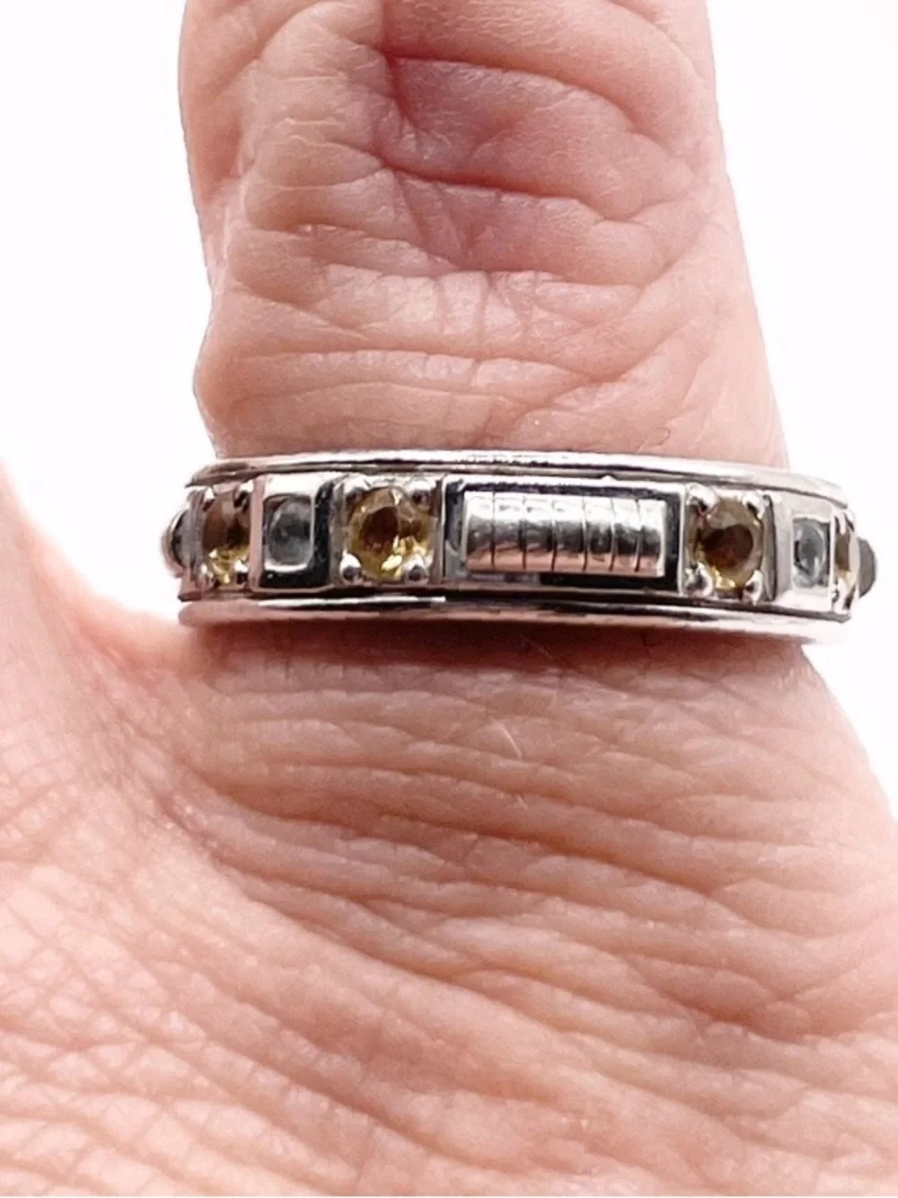 Size 6.5 Citrines 925 Sterling Ring- signed Judith Ripka